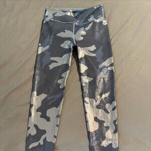 Noli Yoga Liquid Blue Silver Black Camo Print High Waist Leggings Size S